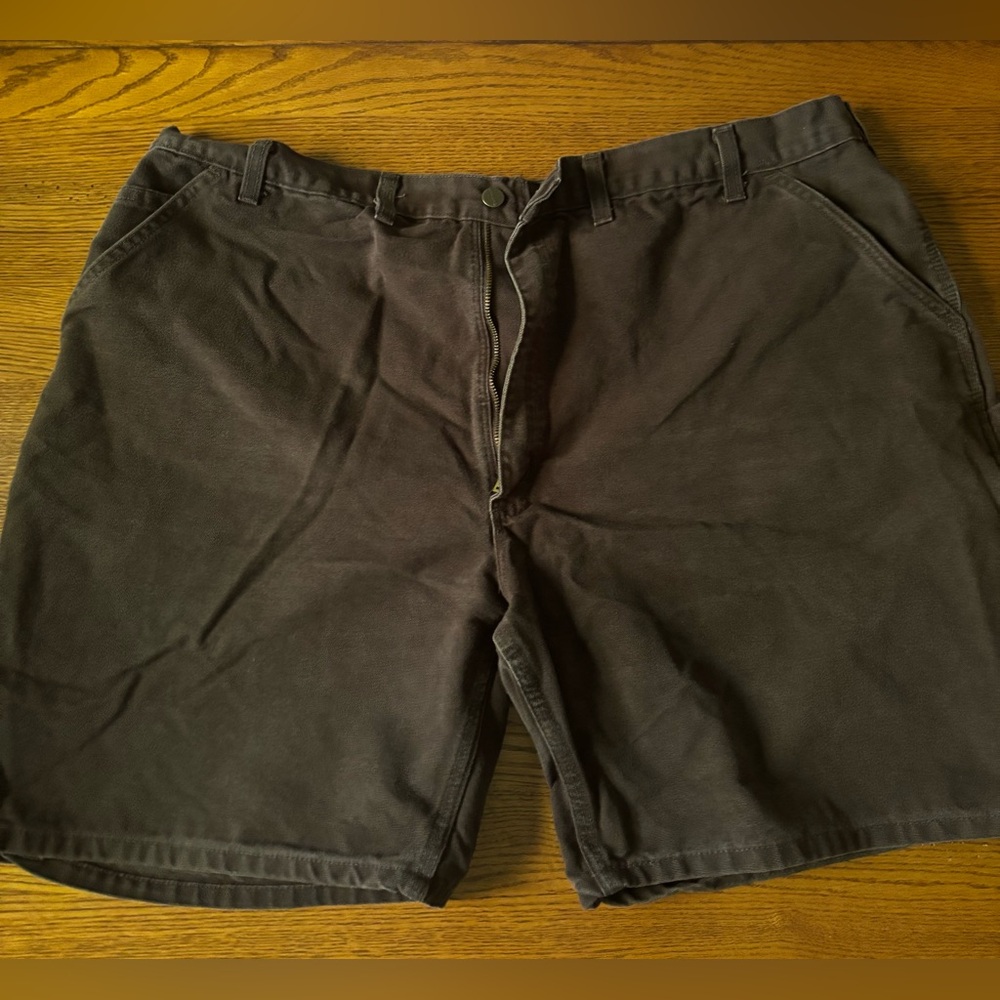 Men’s Carhartt Dark Brown Men's Flat Front Shorts, size 46 waist. Excellent!